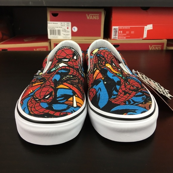 Vans Slip On Marvel Spider Man Black Red Men’s NEW - Picture 2 of 8